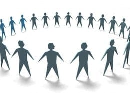 circle of paper cut out people
