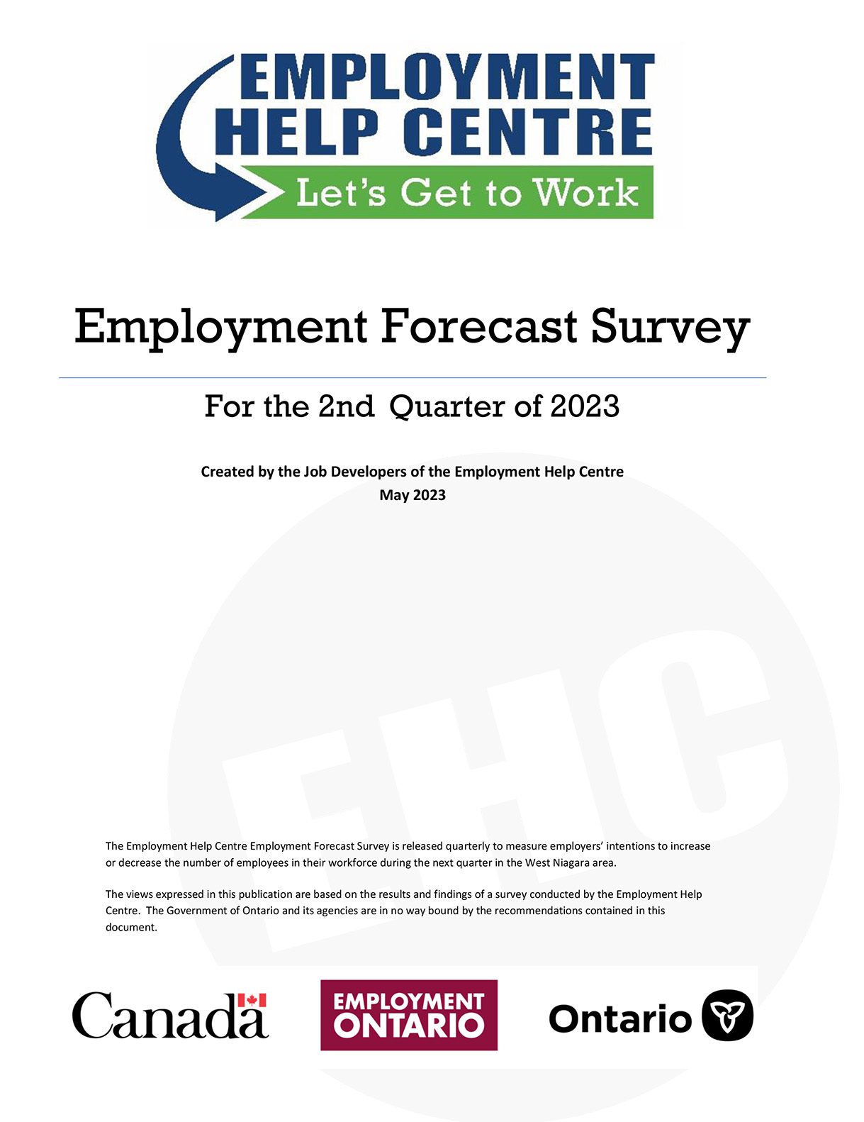 EHC Employment Forecast Survey Results for the 2nd Quarter of 2023